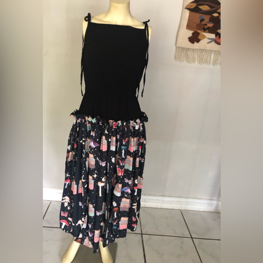 Allielier Novelty Print Slit Panels Sundress size Small